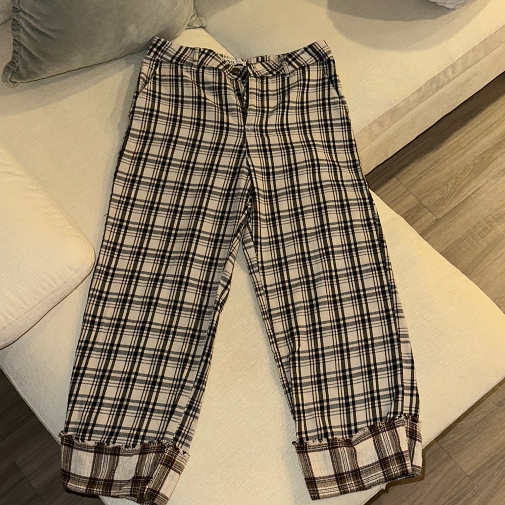 Zara Black and Cream Tartan Trousers